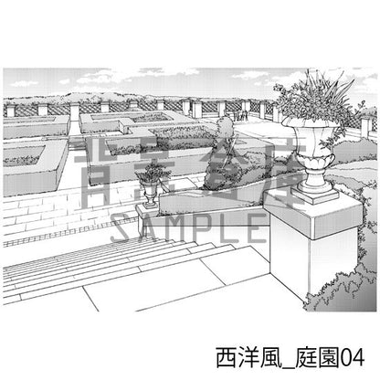 西洋風_背景素材集8（庭園）_トーン