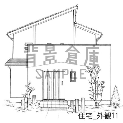 住宅_背景素材集2（外観 玄関）_トーン