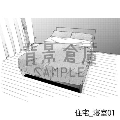 住宅_背景素材集3（部屋 寝室）_トーン