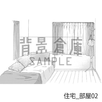 住宅_背景素材集3（部屋 寝室）_トーン