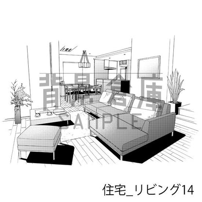 住宅_背景素材集8（リビング 寝室）_トーン