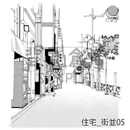 住宅_背景素材集13（街並）_トーン