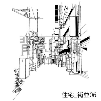 住宅_背景素材集13（街並）_トーン