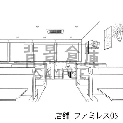 店舗_ファミレス05_トーン