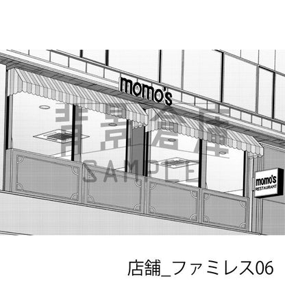 店舗_背景素材集26（ファミレス）_トーン