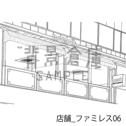 店舗_背景素材集26（ファミレス）_トーン