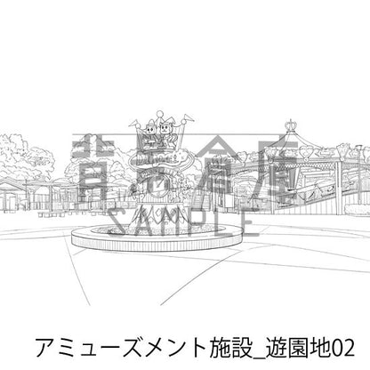 アミューズメント施設_遊園地02_トーン