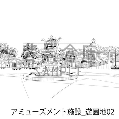 アミューズメント施設_遊園地02_トーン