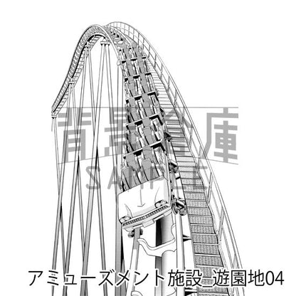 遊園地の背景（トーンつき）です。