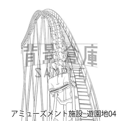 アミューズメント施設_背景素材集8（遊園地）_トーン