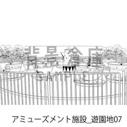 アミューズメント施設_遊園地07_トーン