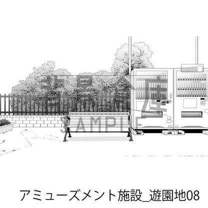 遊園地の背景（トーンつき）です。