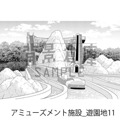 アミューズメント施設_背景素材集9（遊園地）_トーン