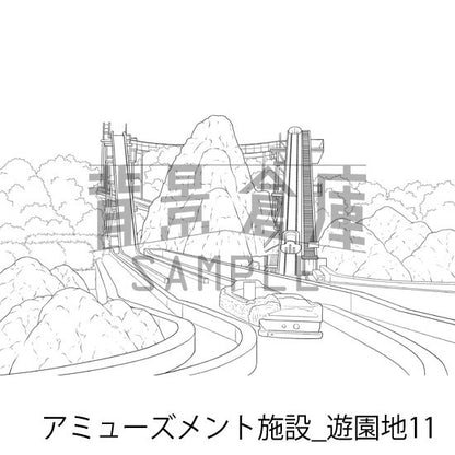 アミューズメント施設_背景素材集9（遊園地）_トーン