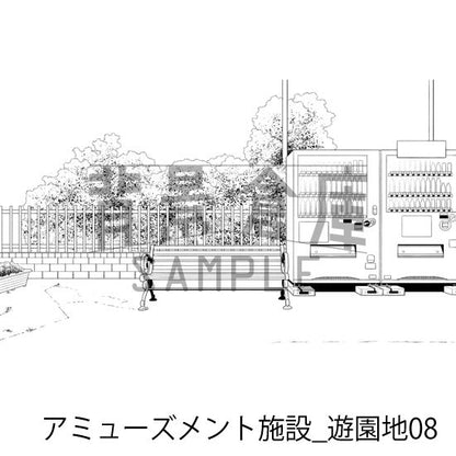 アミューズメント施設_背景素材集9（遊園地）_トーン