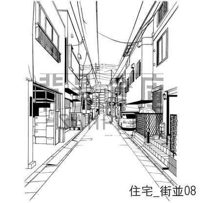 住宅_街並08_トーン
