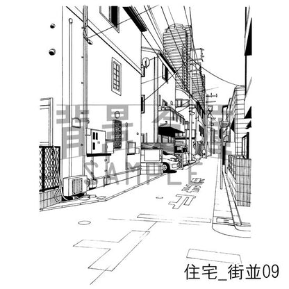 住宅_街並09_トーン