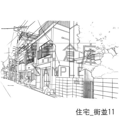 住宅_街並11_トーン