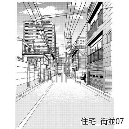 住宅_背景素材集16（街並）_トーン