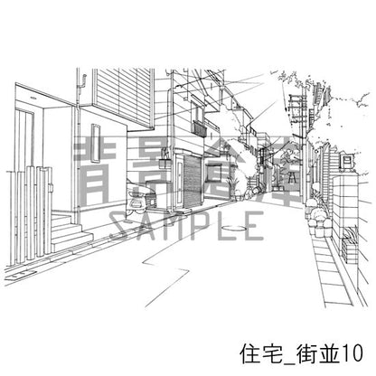 住宅_背景素材集16（街並）_トーン