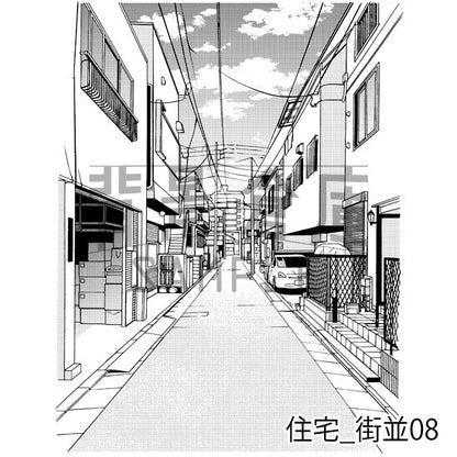 住宅_背景素材集16（街並）_トーン