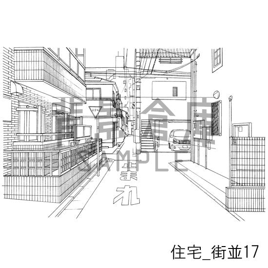 住宅_街並17_トーン