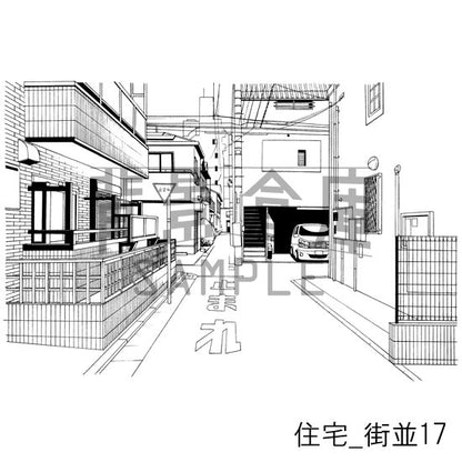 住宅_街並17_トーン