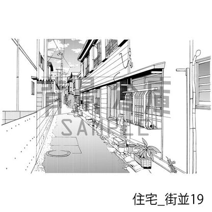住宅_背景素材集17（街並）_トーン