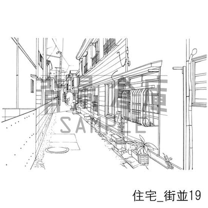 住宅_背景素材集17（街並）_トーン