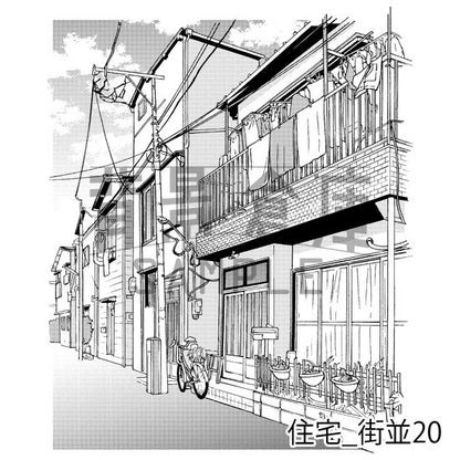 住宅_背景素材集17（街並）_トーン