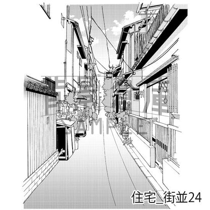 住宅_背景素材集17（街並）_トーン