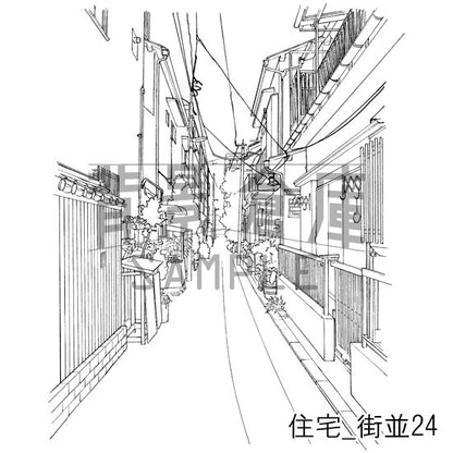住宅_背景素材集17（街並）_トーン