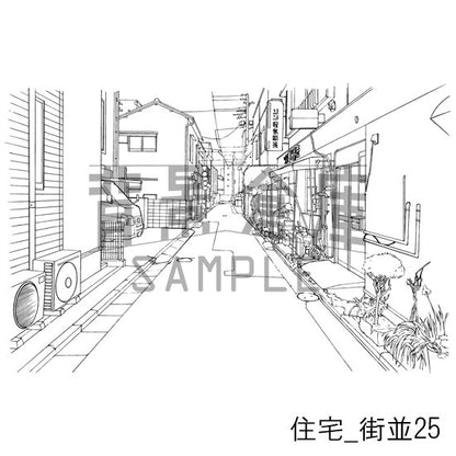 住宅_背景素材集17（街並）_トーン