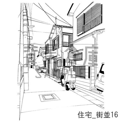 住宅_背景素材集17（街並）_トーン