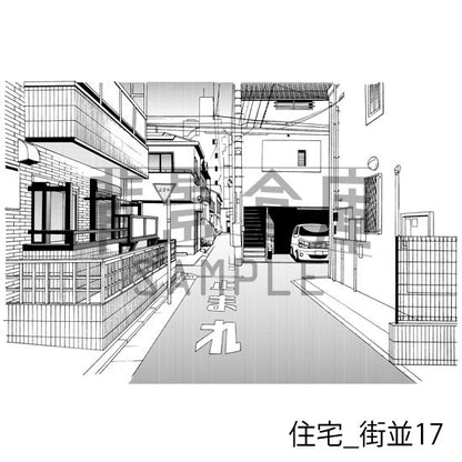住宅_背景素材集17（街並）_トーン