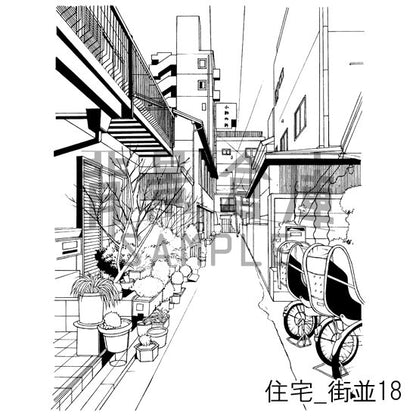 住宅_背景素材集17（街並）_トーン