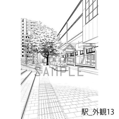 駅_背景素材集6（外観）_トーン