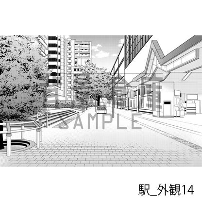 駅_背景素材集6（外観）_トーン