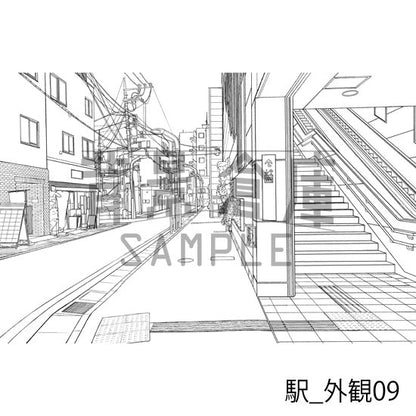 駅_背景素材集6（外観）_トーン