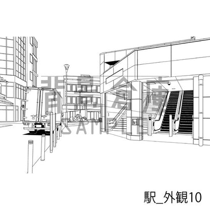 駅_背景素材集6（外観）_トーン