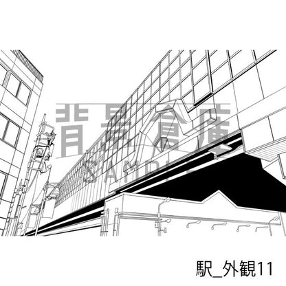 駅_背景素材集6（外観）_トーン