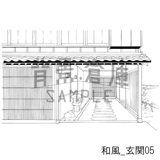 和風_玄関05_トーン