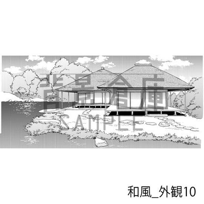 和風_背景素材集5（街並 外観 玄関）_トーン