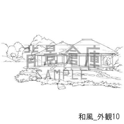 和風_背景素材集5（街並 外観 玄関）_トーン