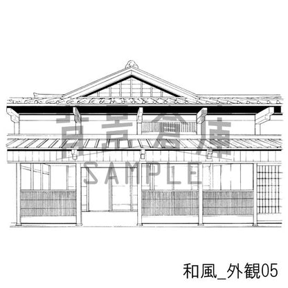 和風_背景素材集5（街並 外観 玄関）_トーン