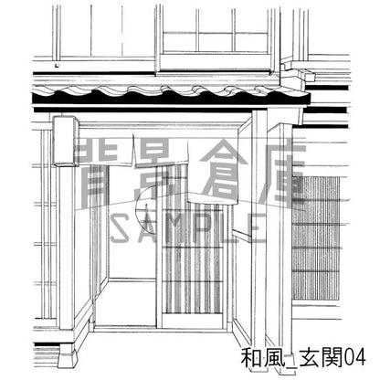 和風_背景素材集5（街並 外観 玄関）_トーン