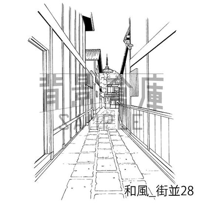 和風_街並28_トーン