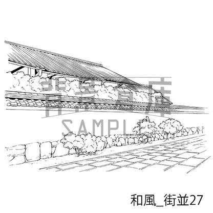 和風_背景素材集15（街並）_トーン
