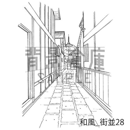 和風_背景素材集15（街並）_トーン
