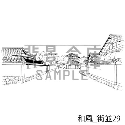 和風_背景素材集15（街並）_トーン